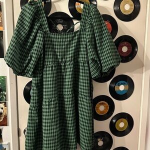 Green gingham dress